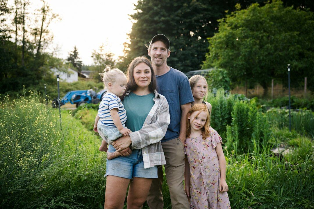 patchwork family outdoors